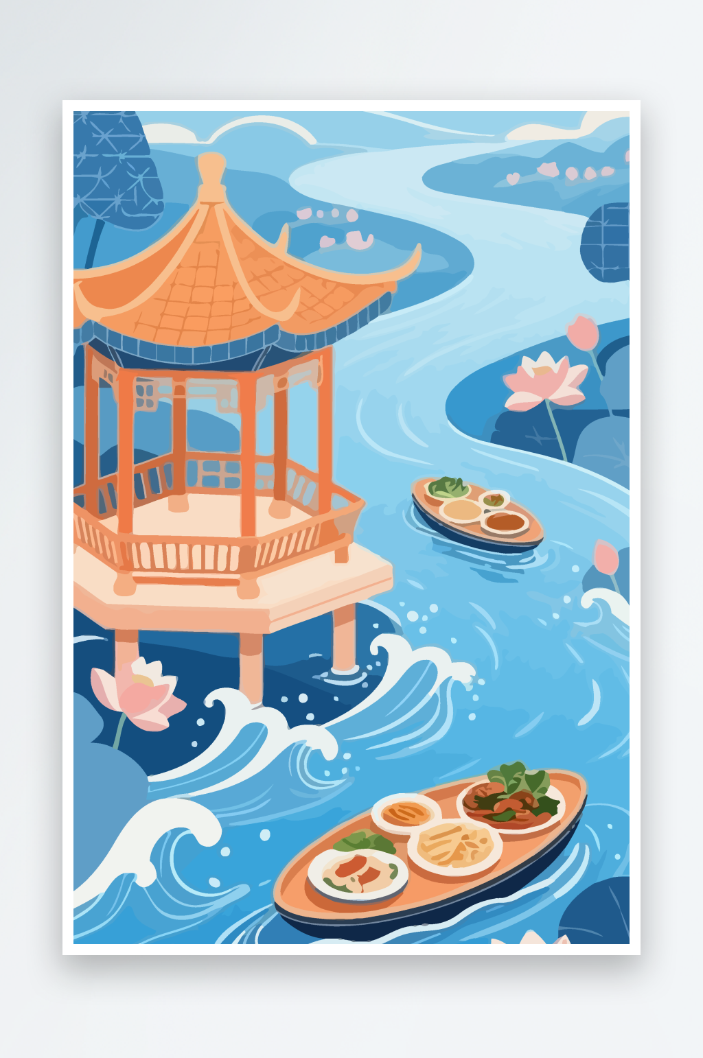 鱼水景矢量插画图形素材