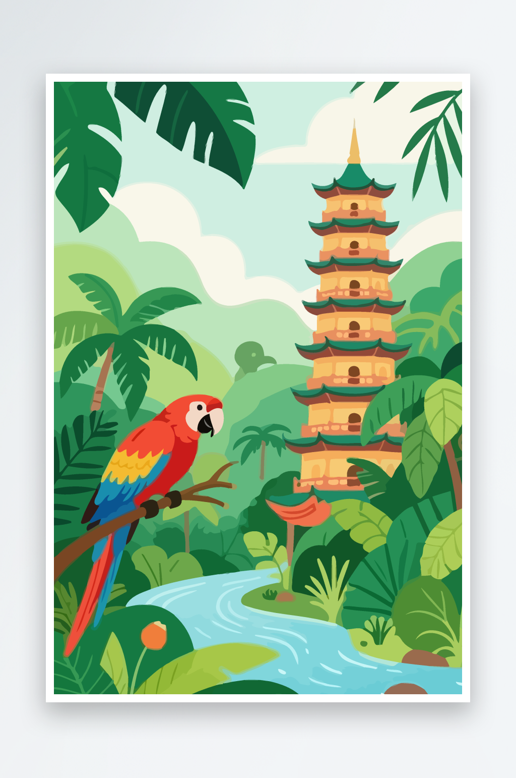 鹦鹉矢量插画图形元素素材