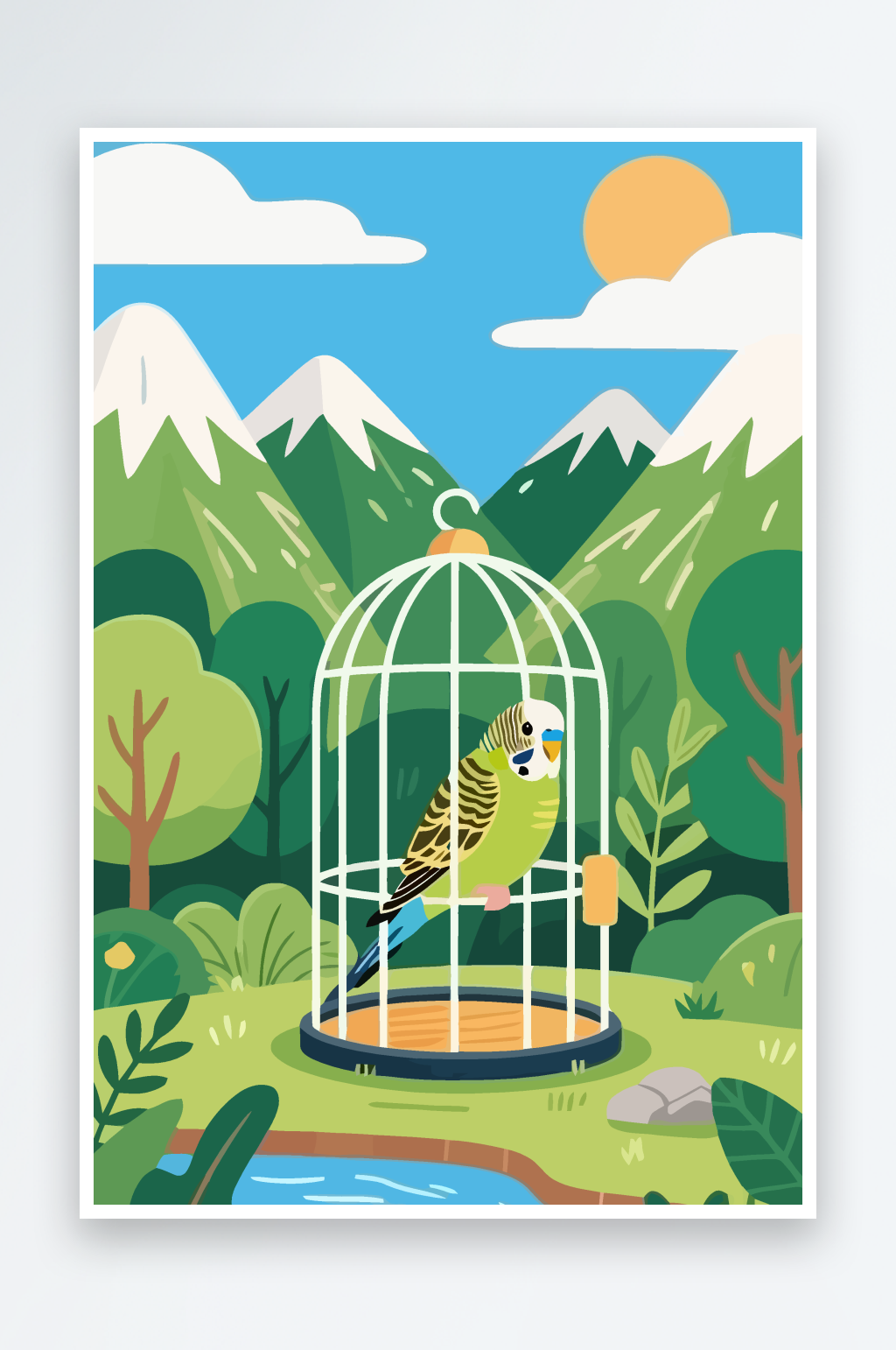 画眉矢量插画图形素材