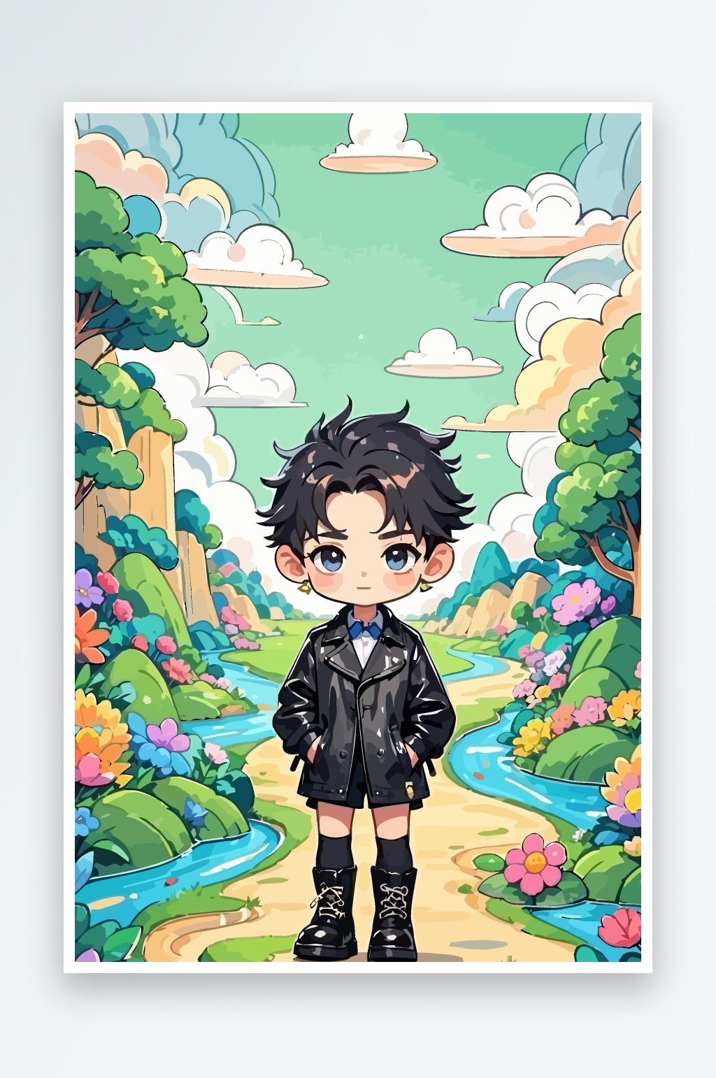 小男孩儿童插画图形元素素材