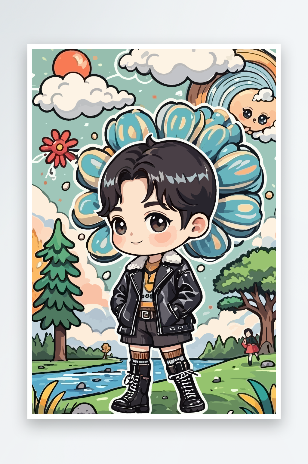 小男孩儿童插画图形素材