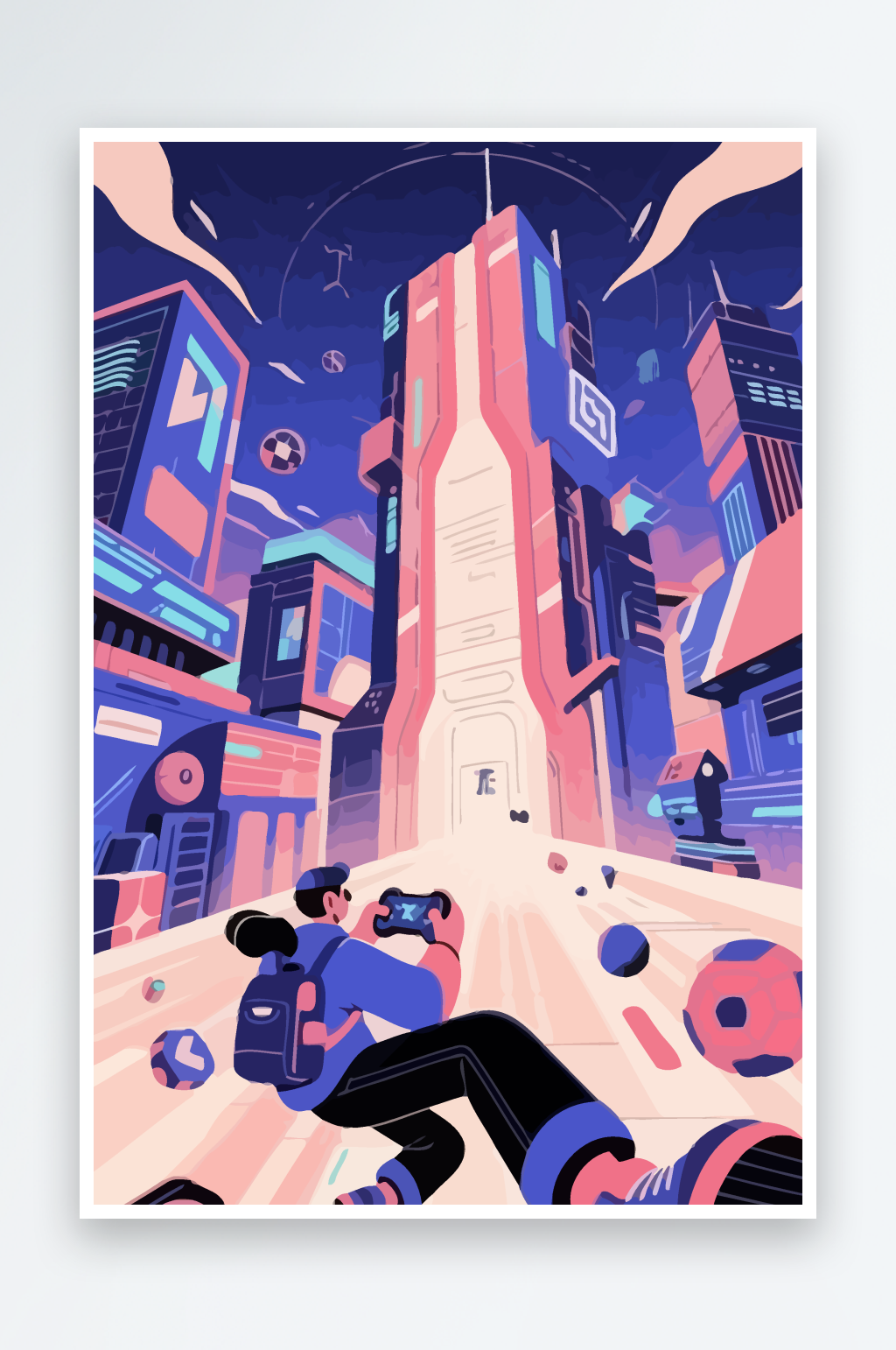 太空机器人娃娃插画素材