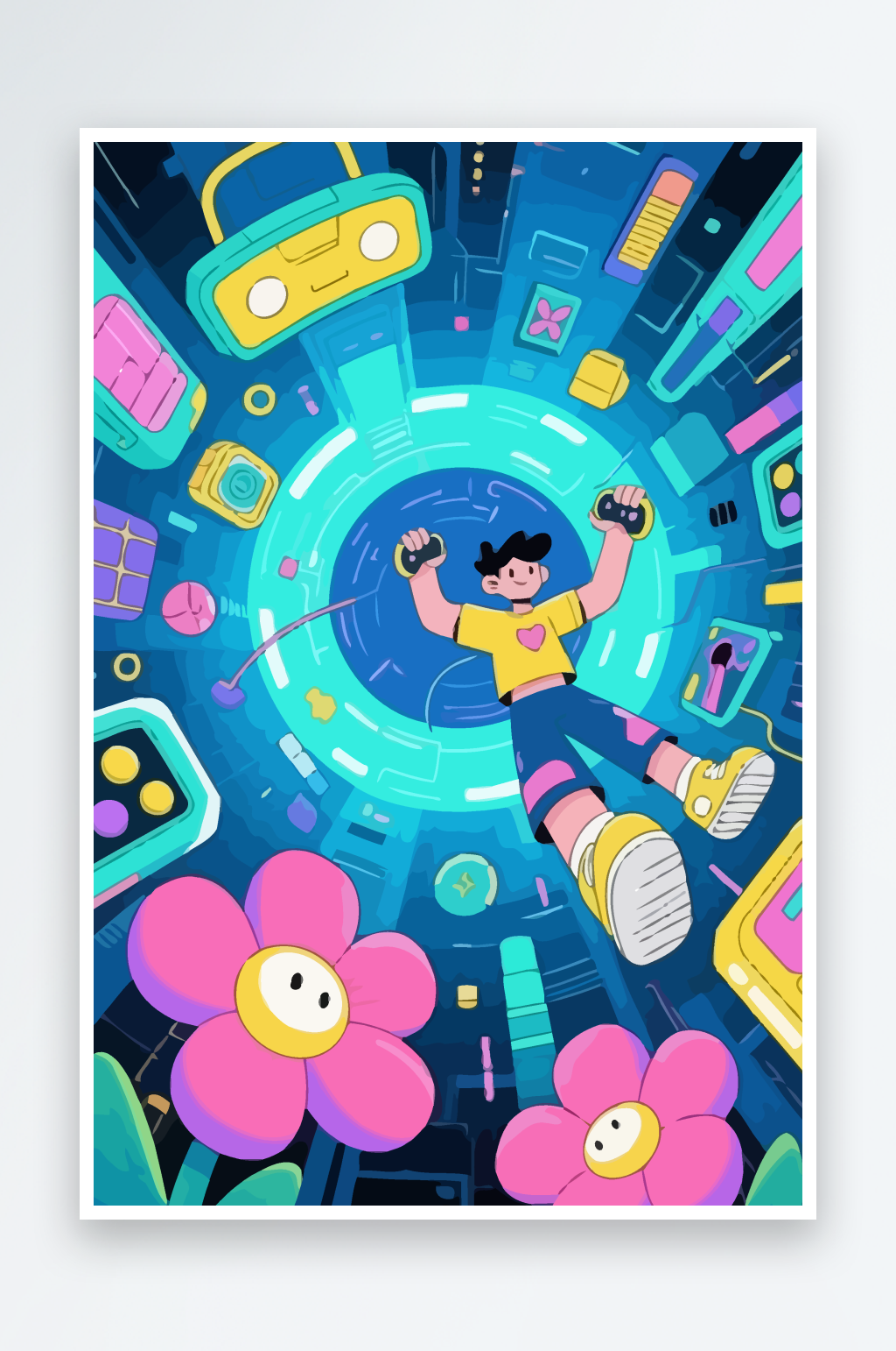 太空机器人娃娃插画素材