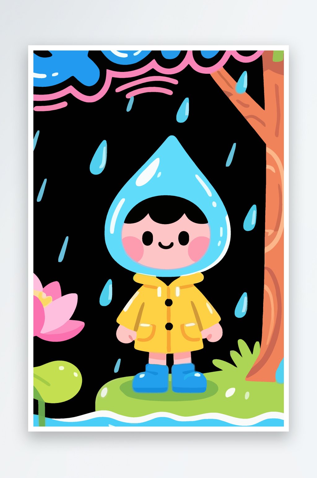 雨点娃娃矢量插画图形元素素材下载-众图网