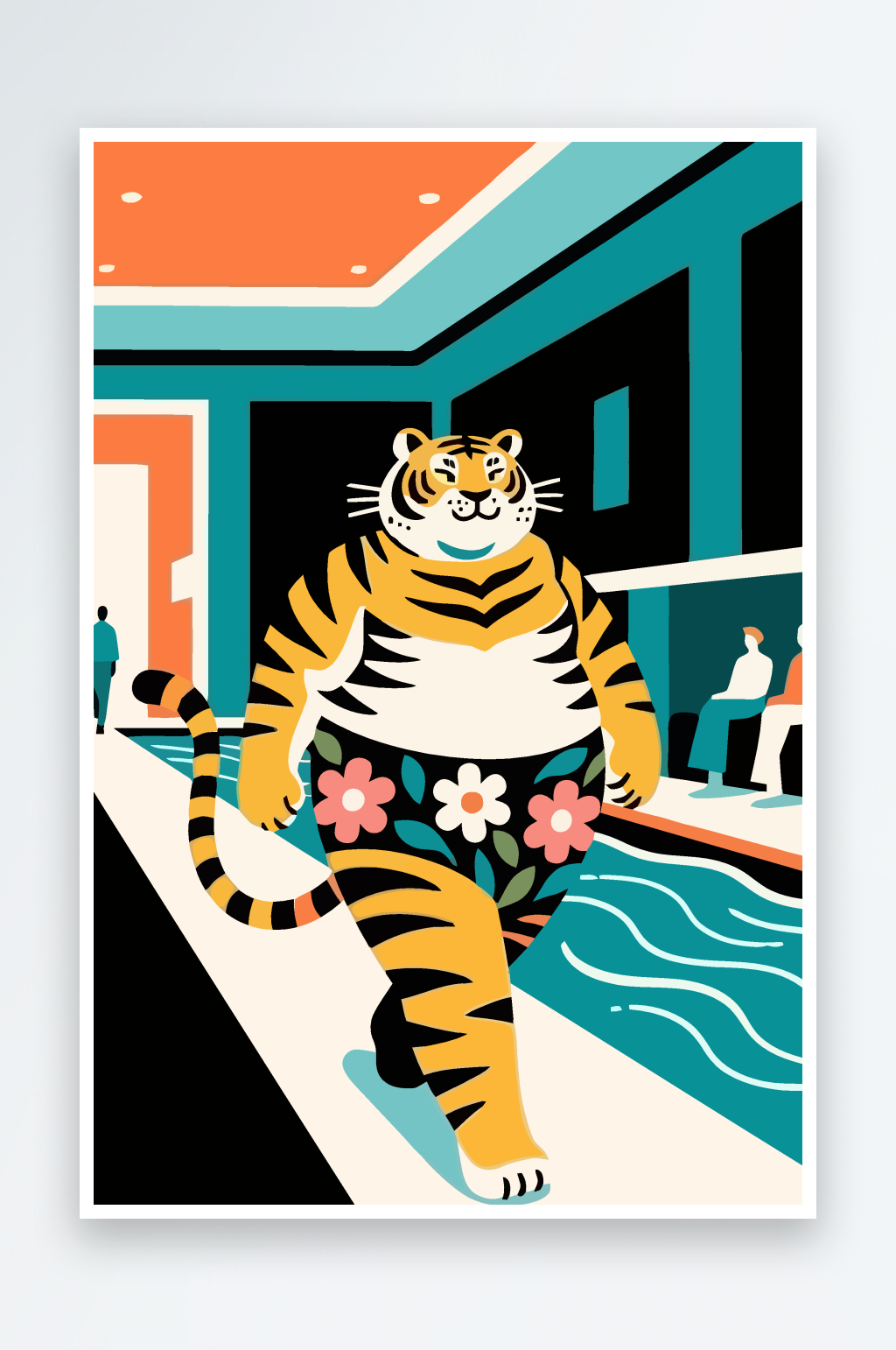 老虎娃娃矢量插画图形元素素材