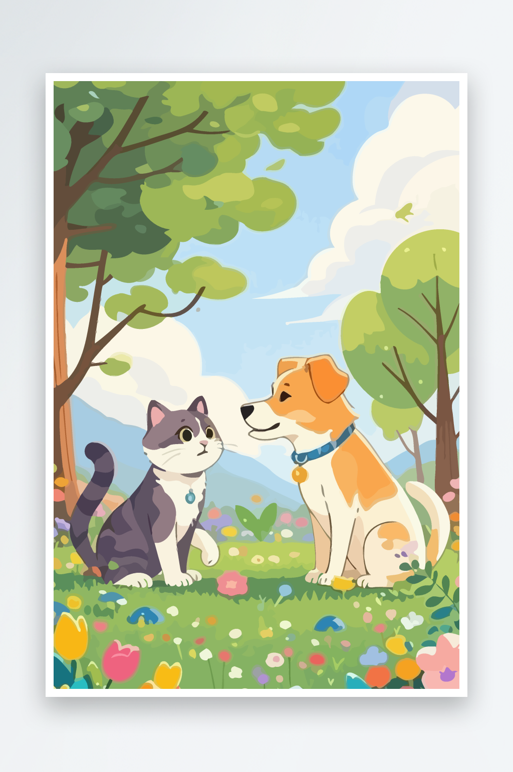 猫猫狗矢量插画图形素材