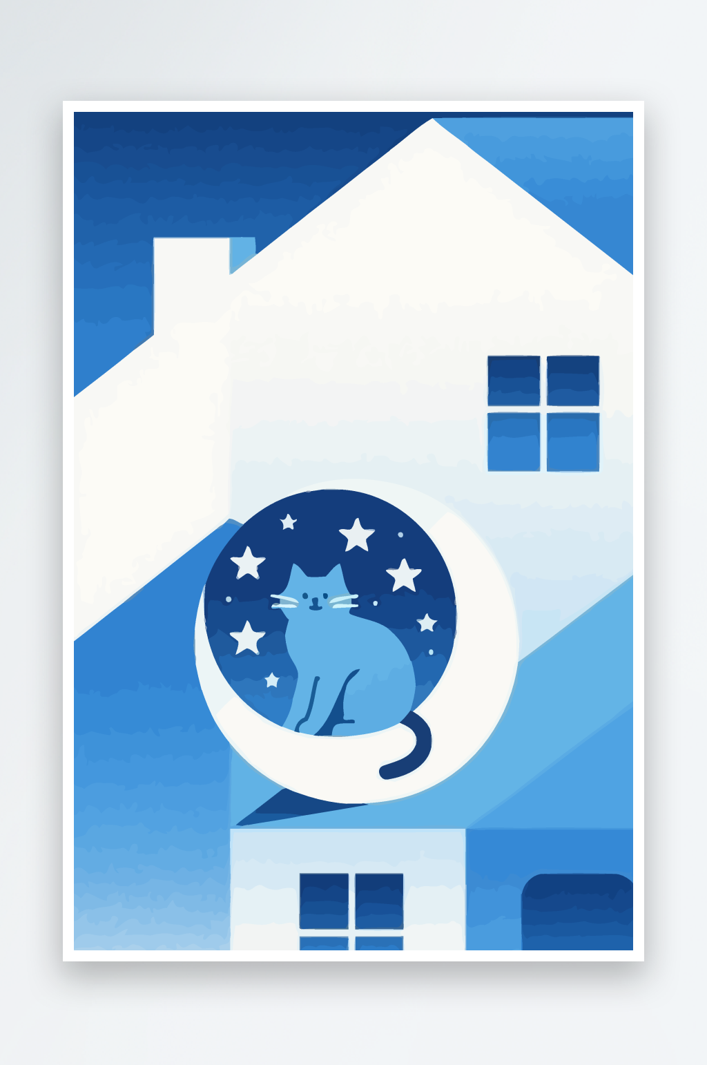 猫夜景矢量插画图形素材