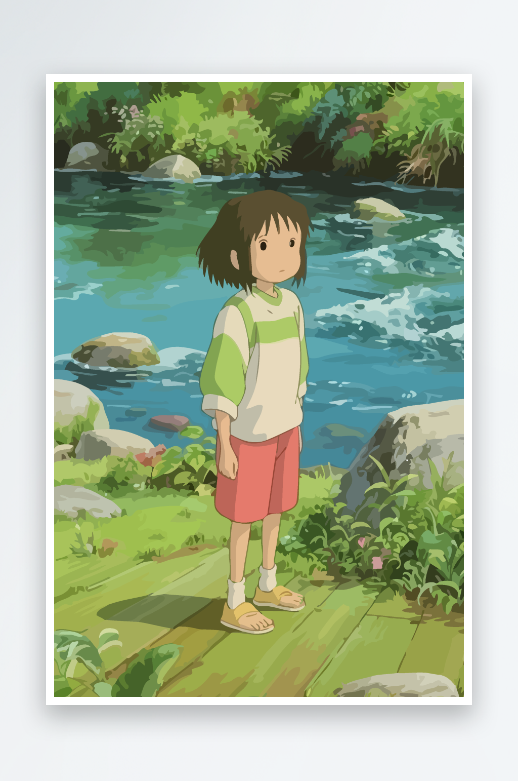 女孩窗户矢量插画素材
