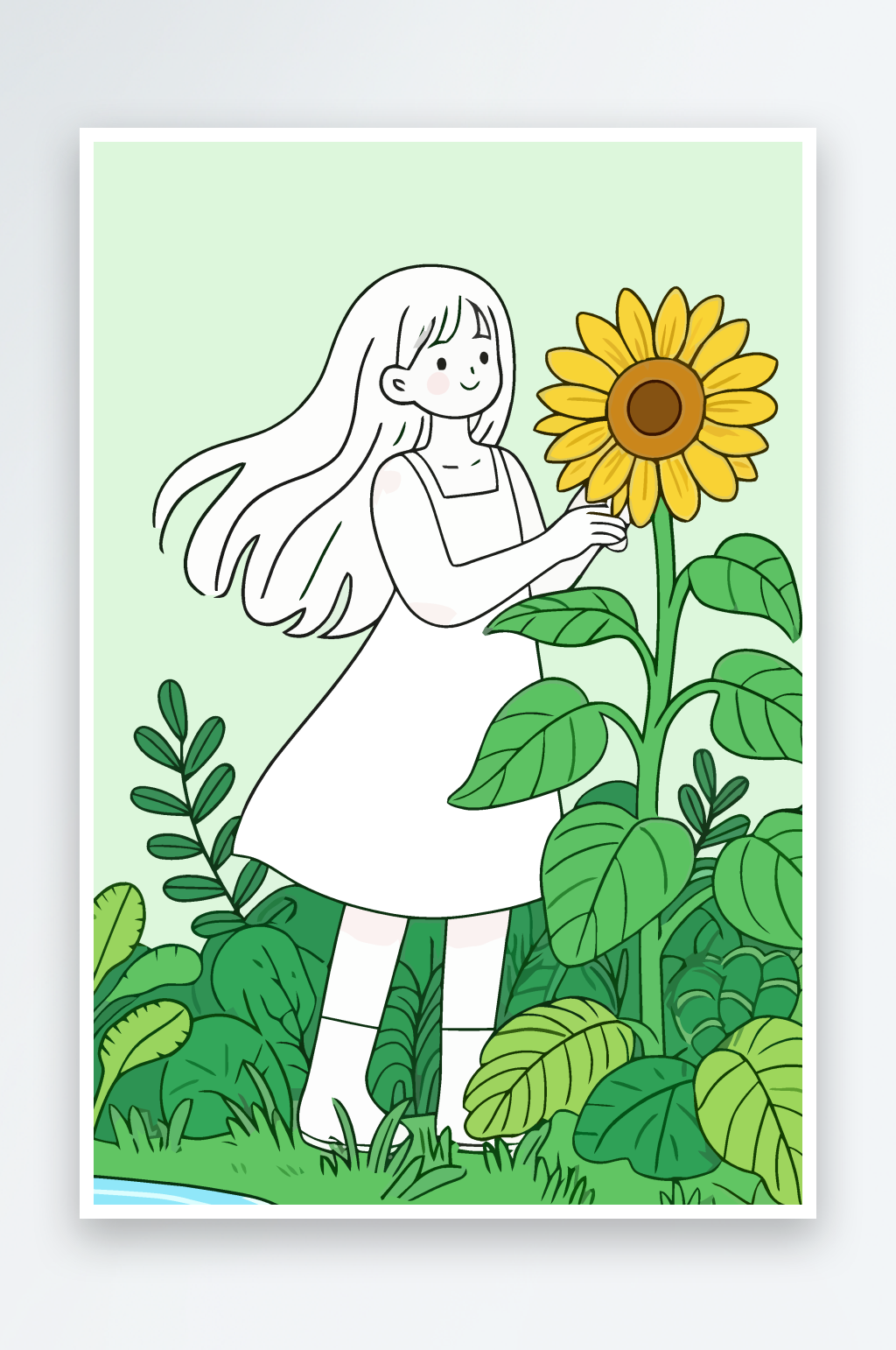长发美女插画图形素材