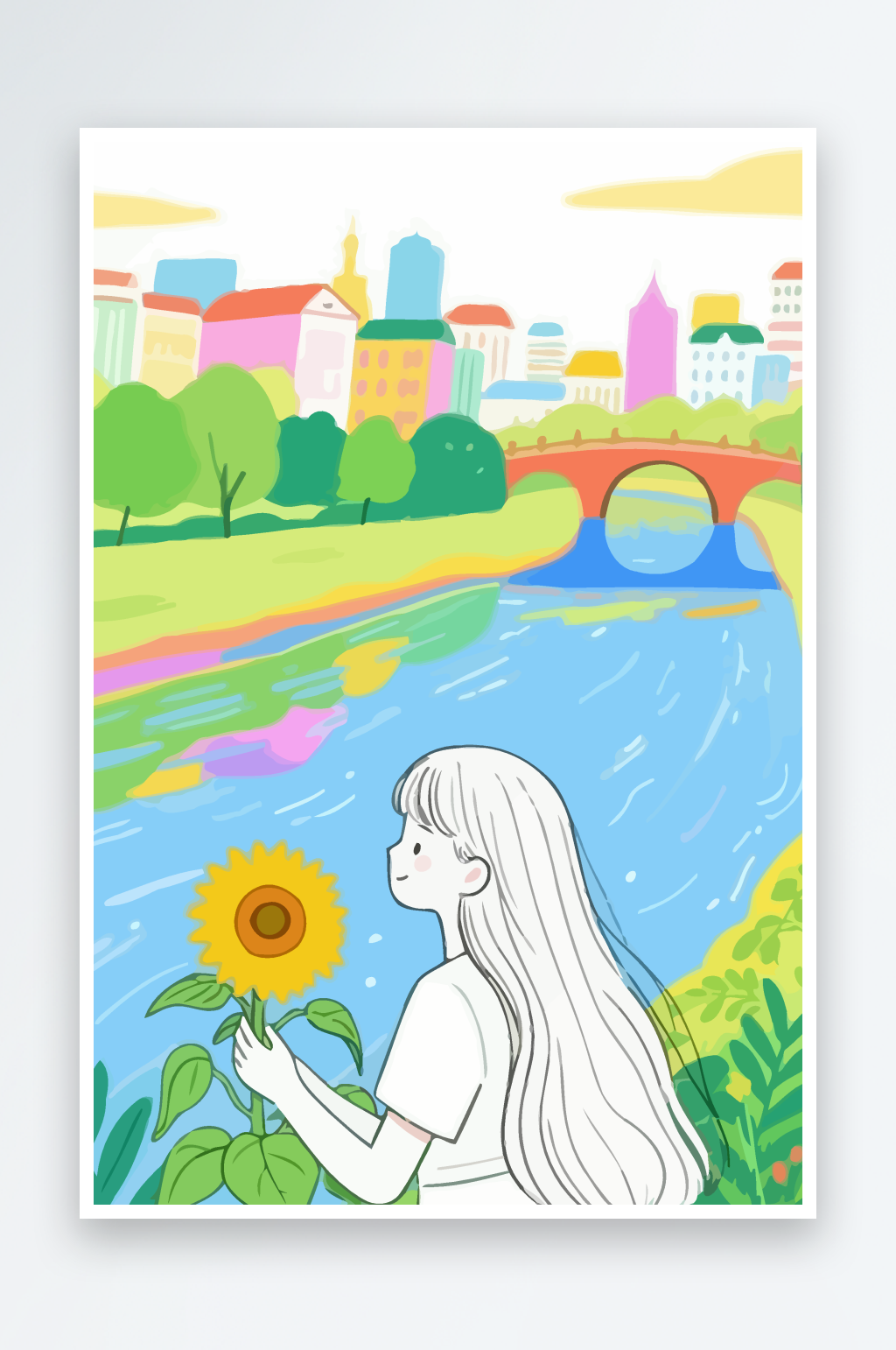长发美女插画图形素材