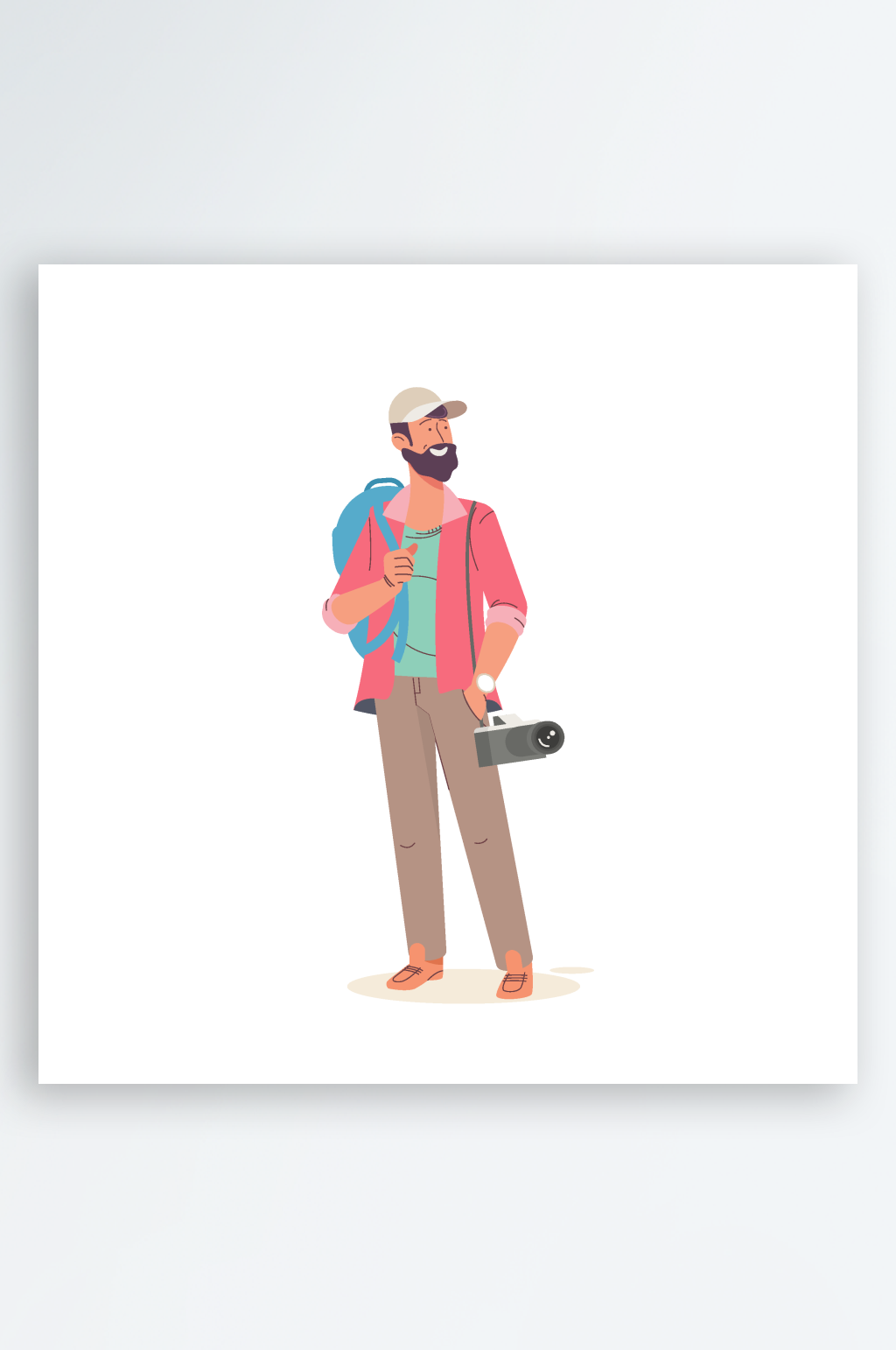 旅游摄像卡通男士插画素材