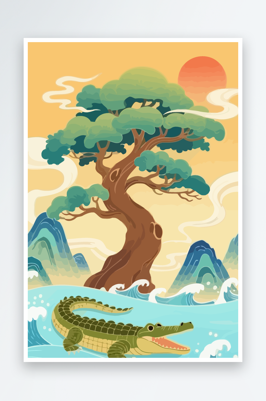 鳄鱼娃娃插画图形素材