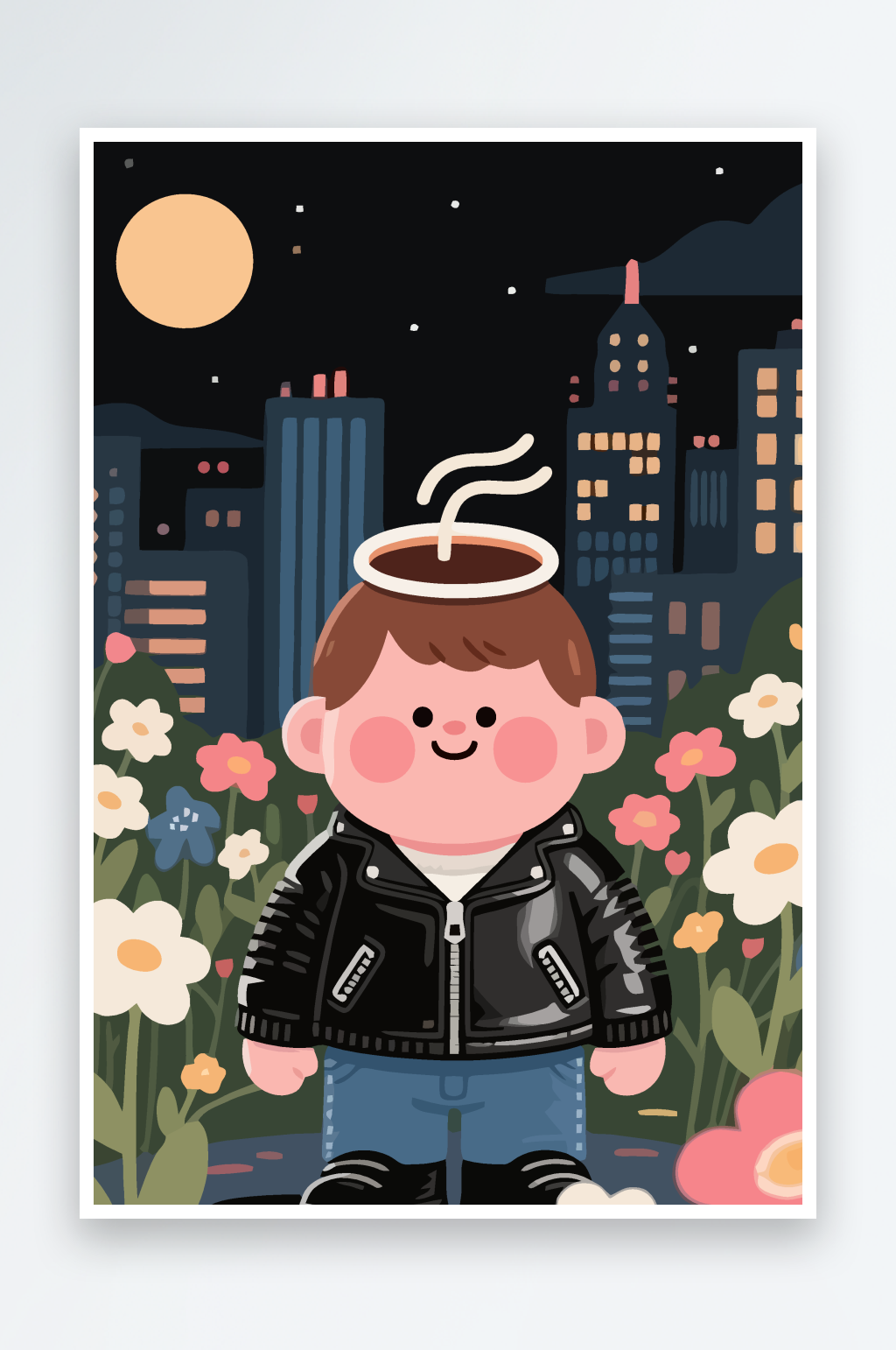 水杯娃娃插画图形素材
