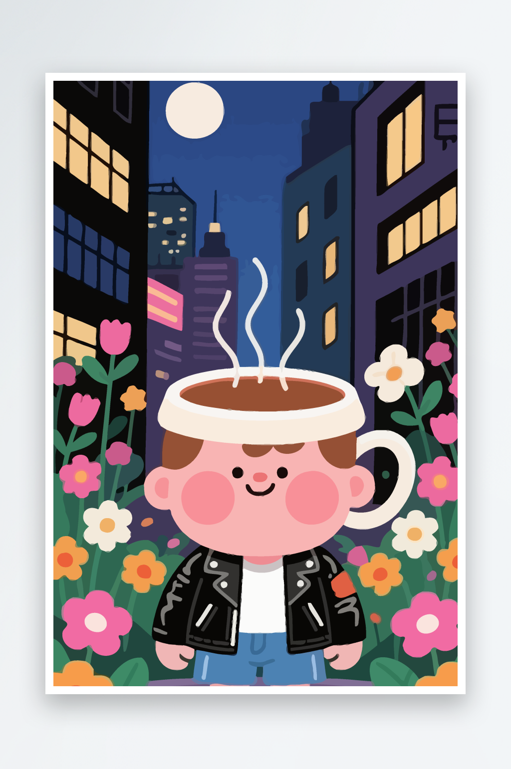 水杯娃娃插画图形素材
