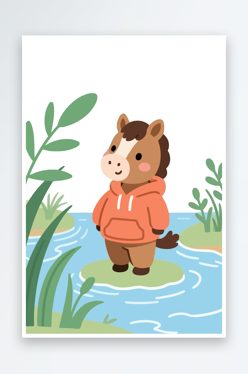 马孩童娃娃插画图形元素素材