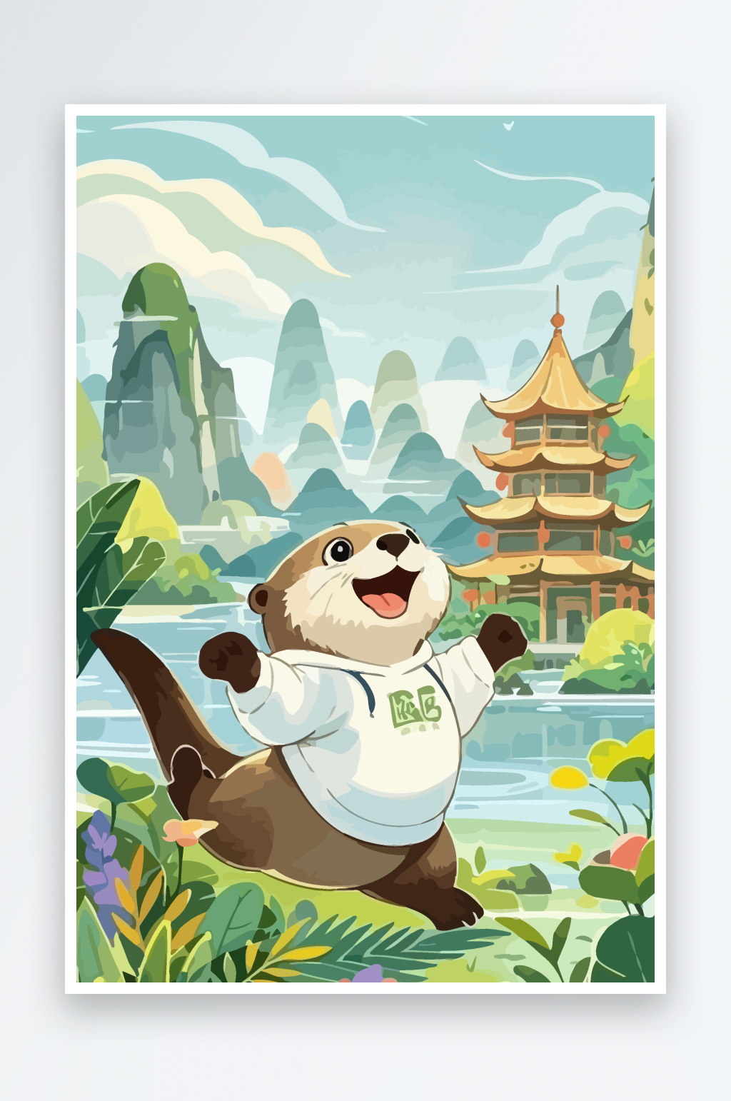 小熊猫娃娃插画图形素材