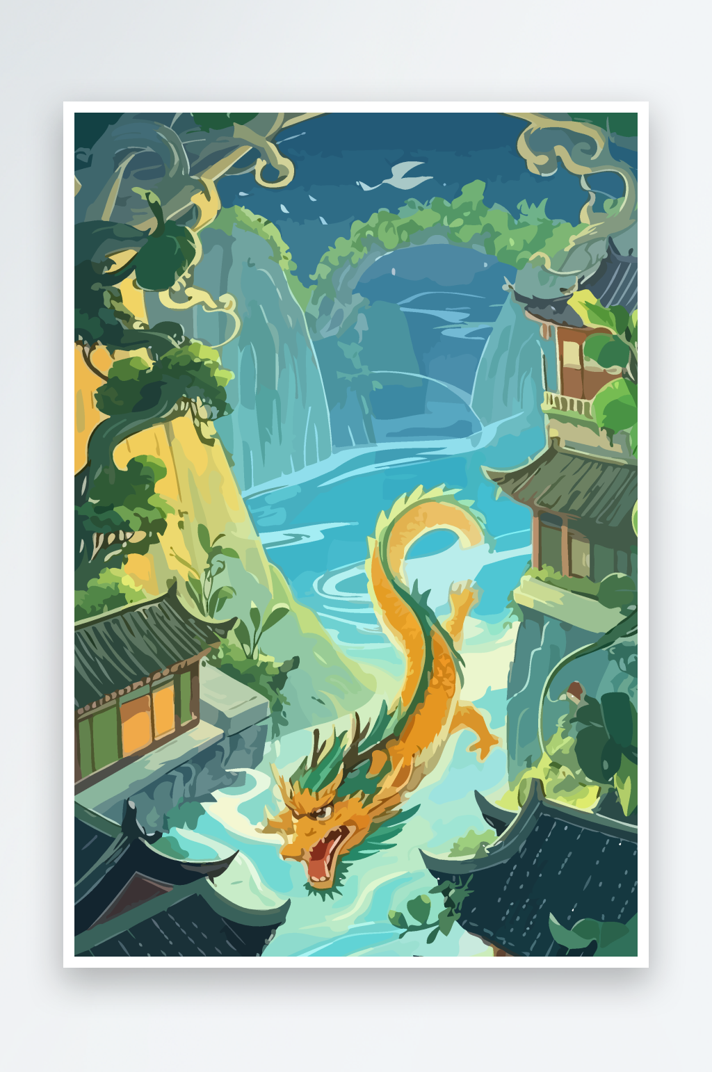 中国龙矢量插画图形素材