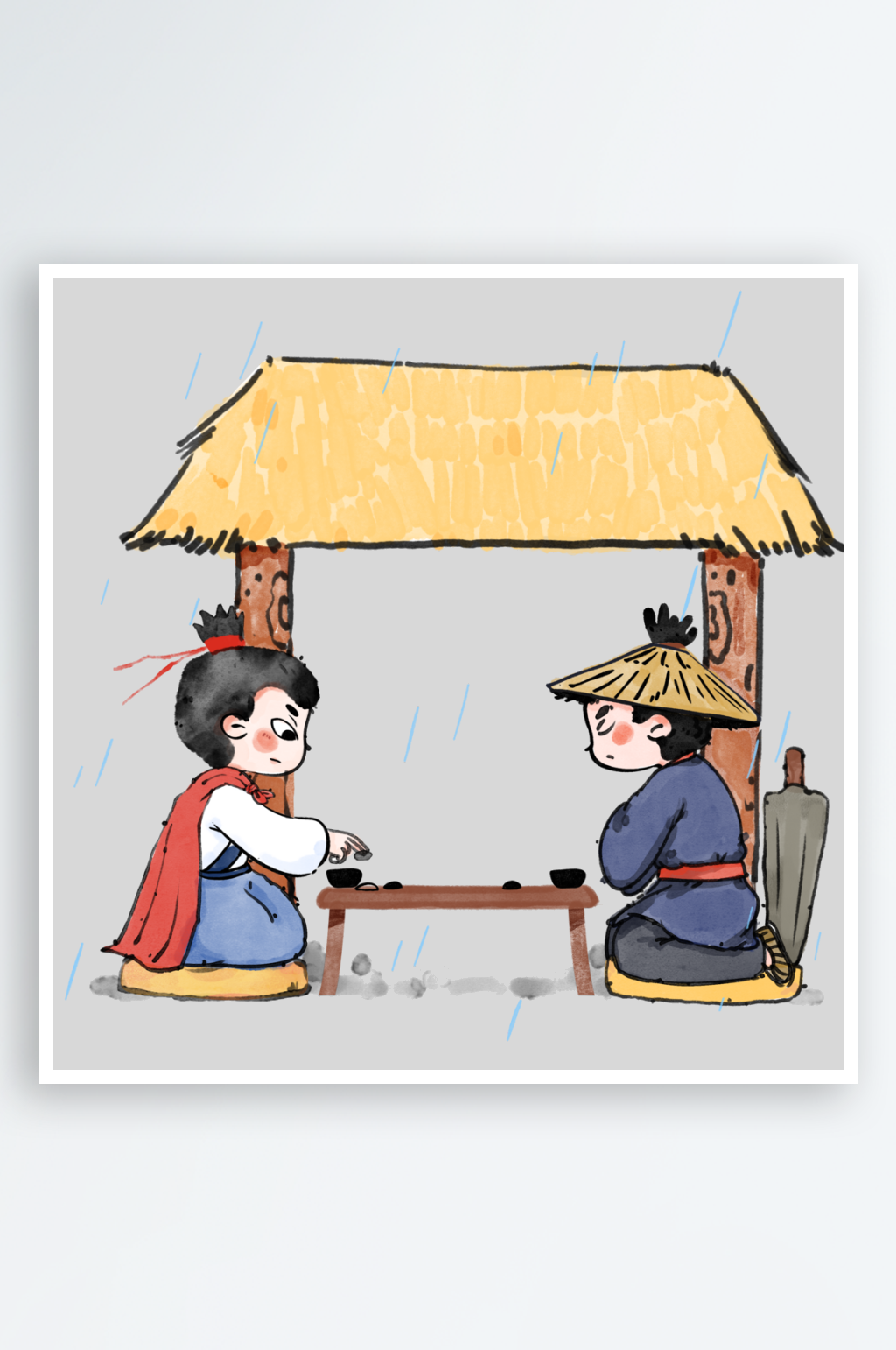 手绘古代驿站草棚元素素材