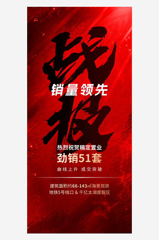 地产销售中介业绩喜报全屏竖版海