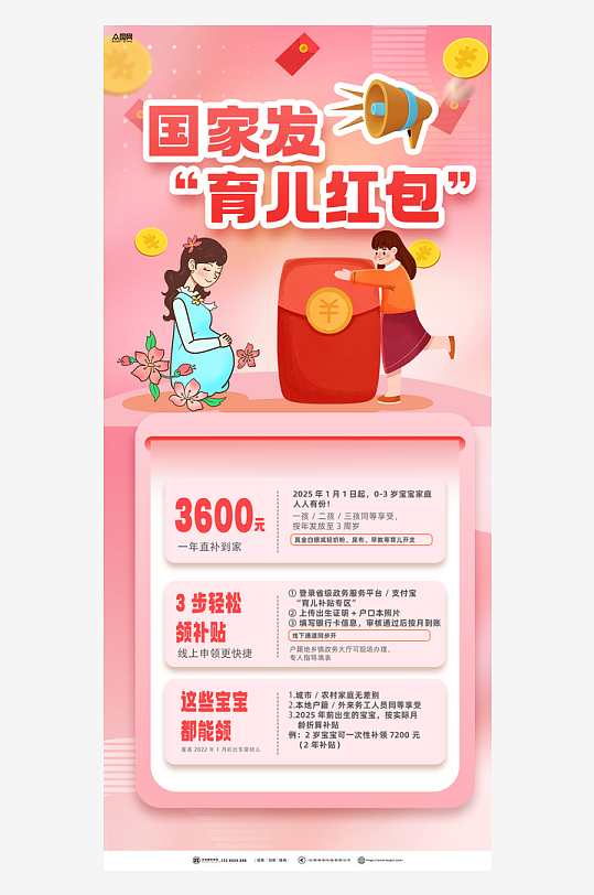 大气国家育儿补贴政策海报