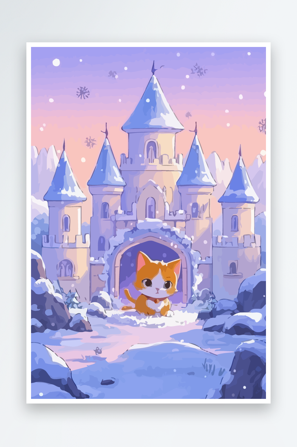 欧式建筑猫插画图形素材