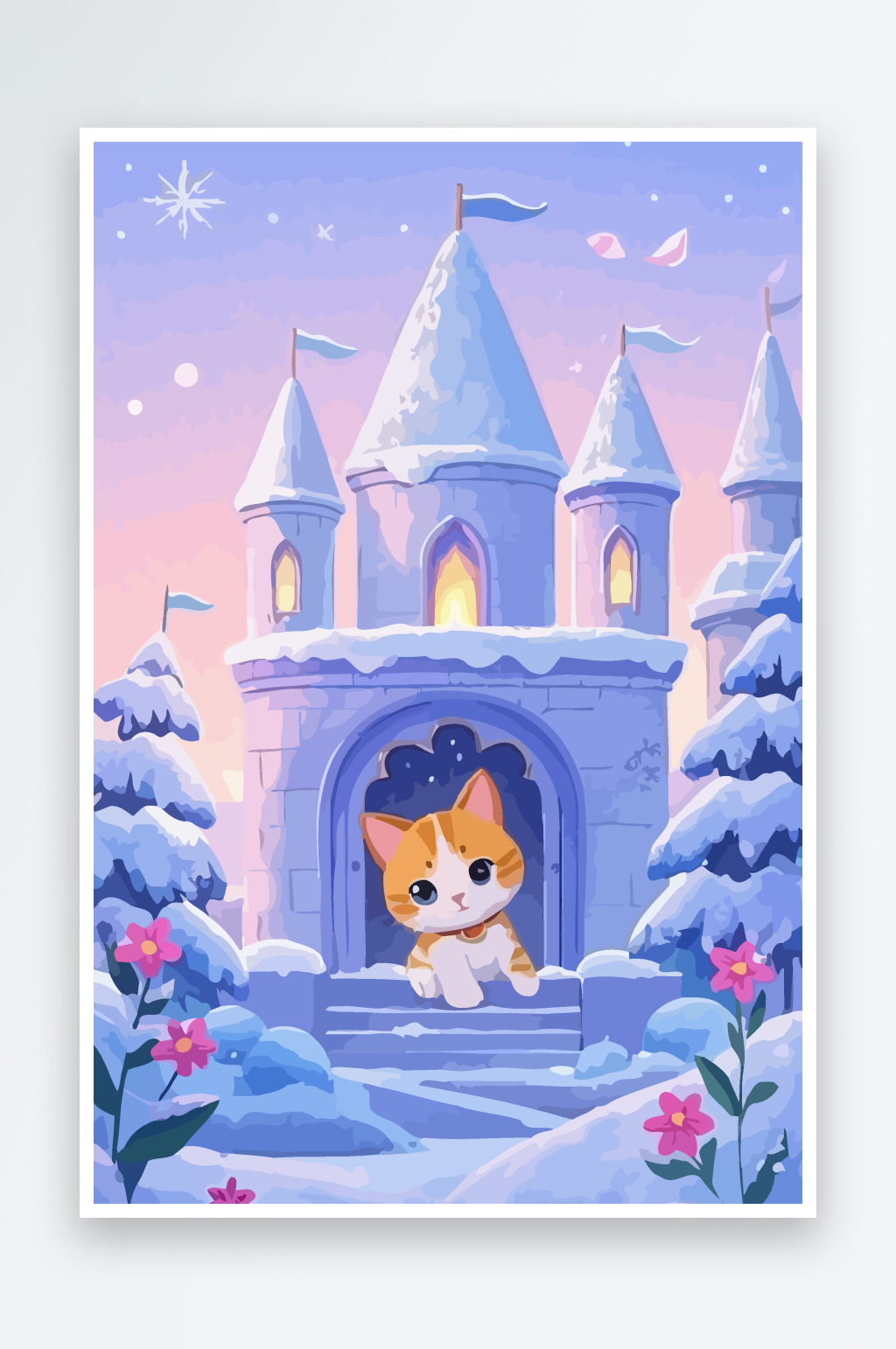 欧式建筑猫插画图形素材