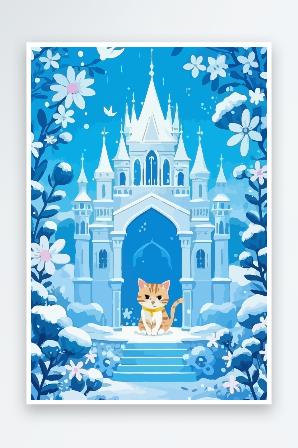 欧式建筑猫插画图形素材