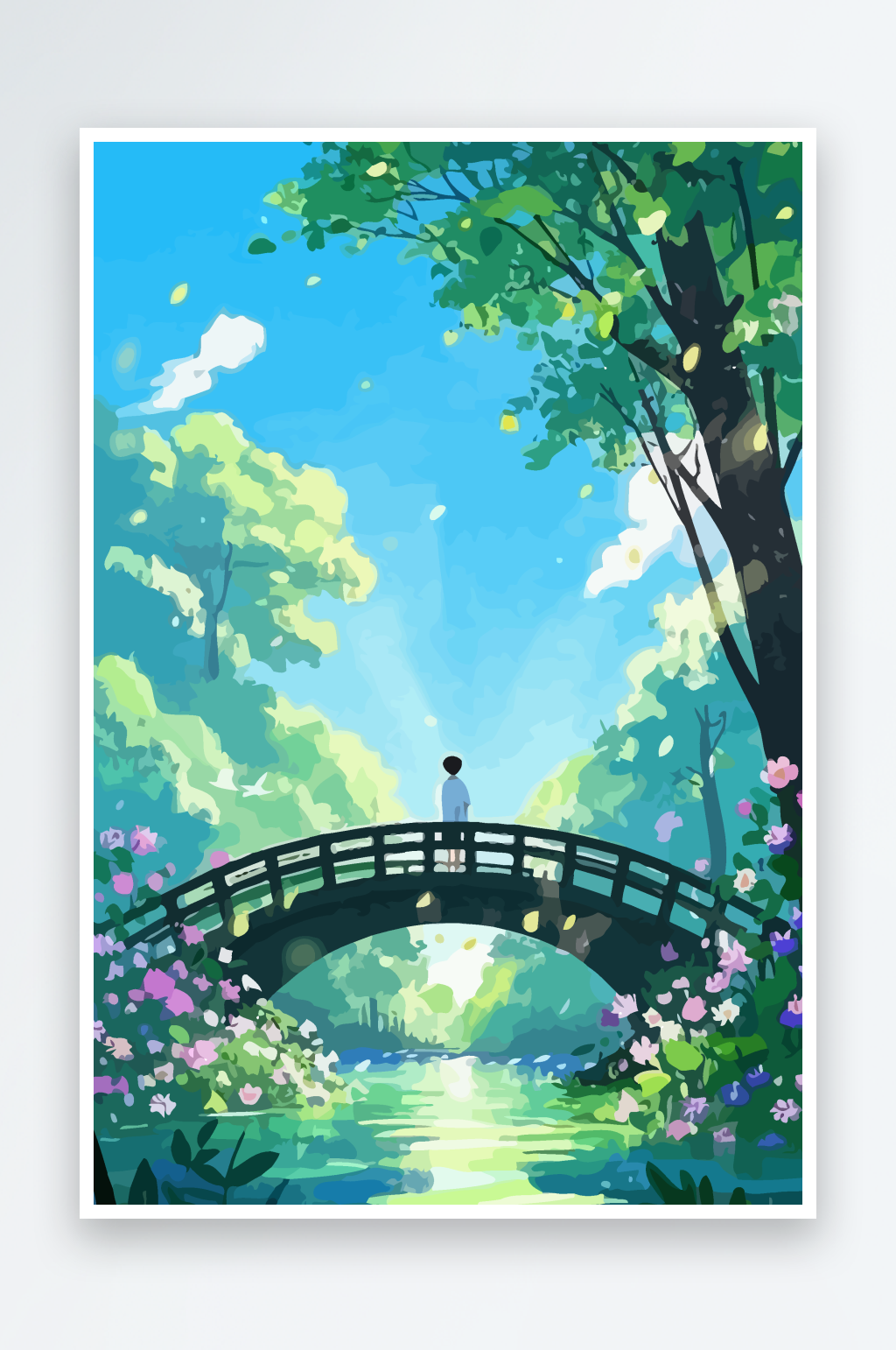 男孩青少年风景插画图形元素素材