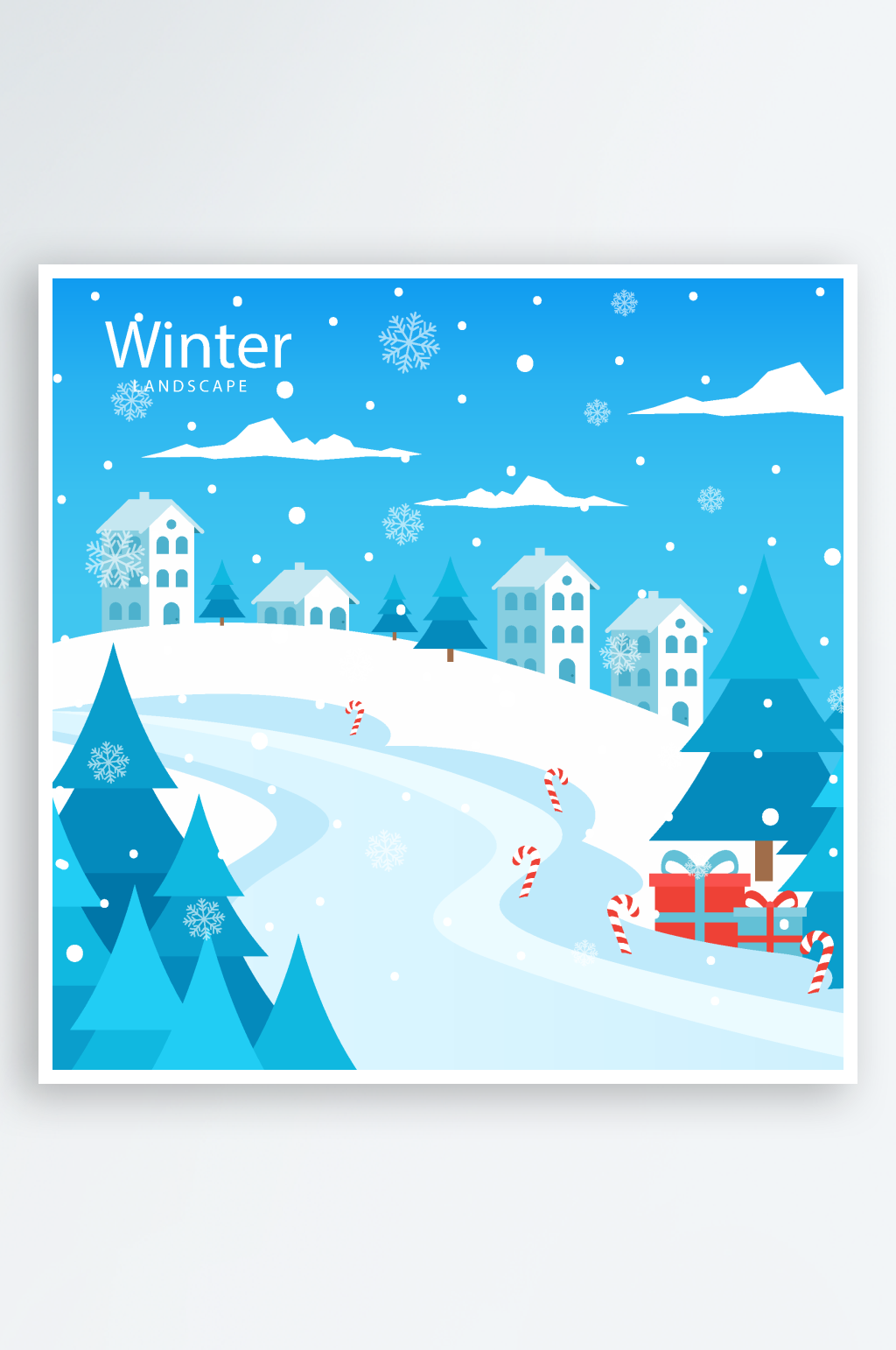 冬日雪景中的欢乐雪橇之旅素材