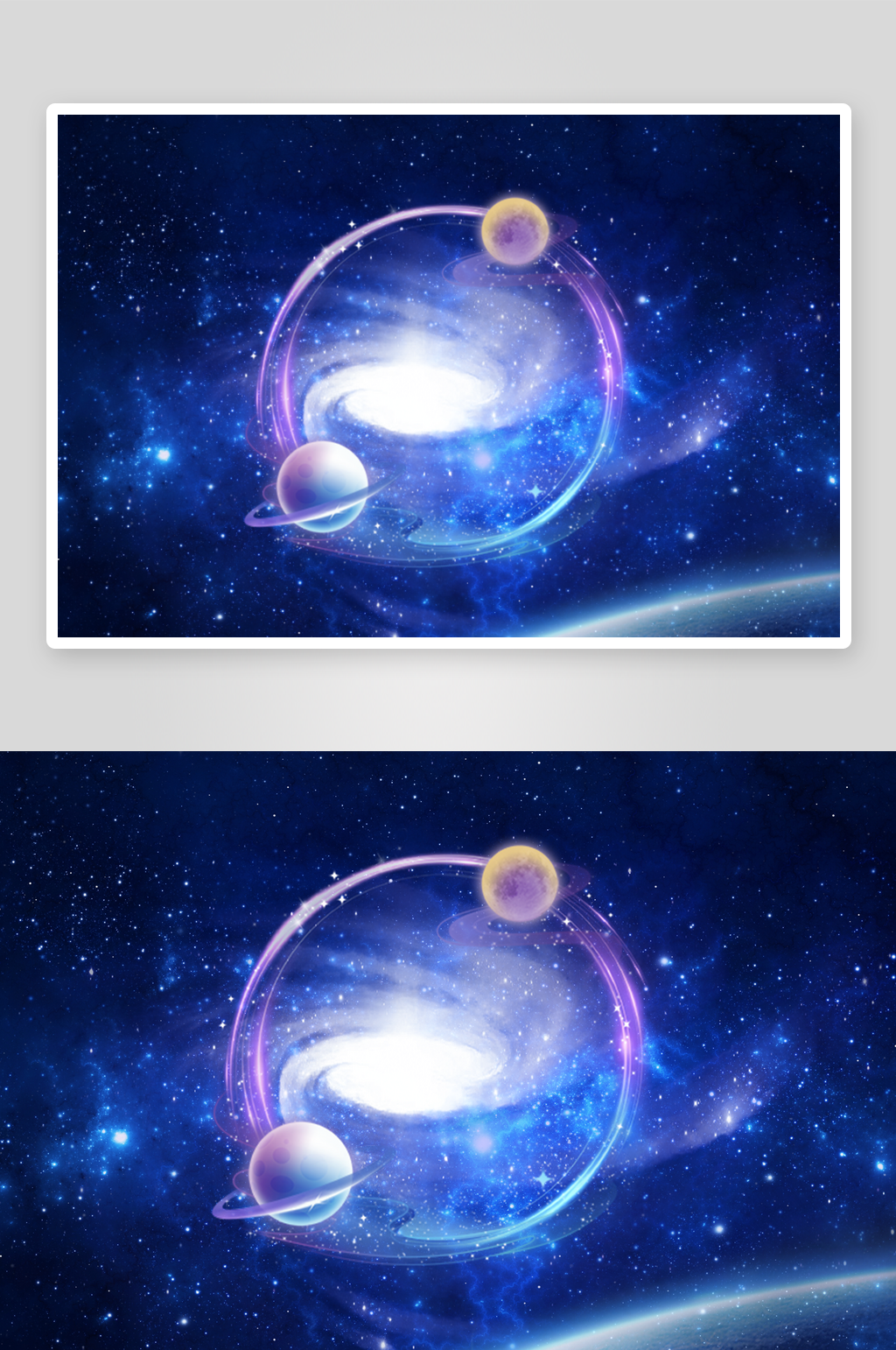 蓝色梦幻星空星球背景素材