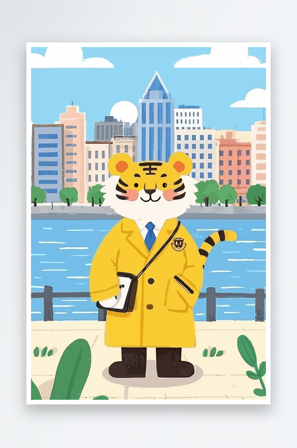 老虎娃娃矢量插画图形元素素材