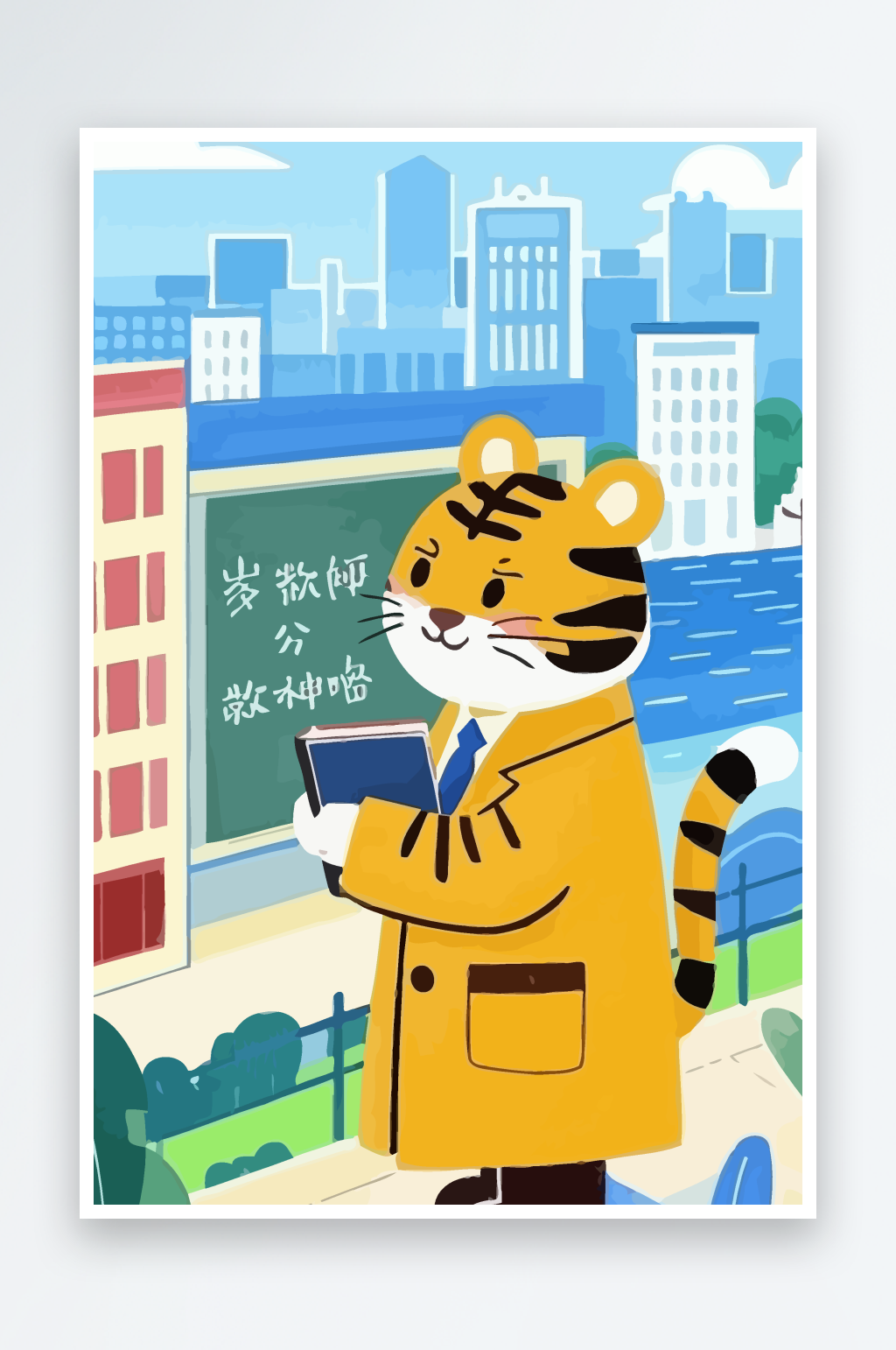 老虎娃娃矢量插画图形素材