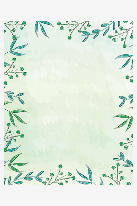清新綠植邊框背景圖