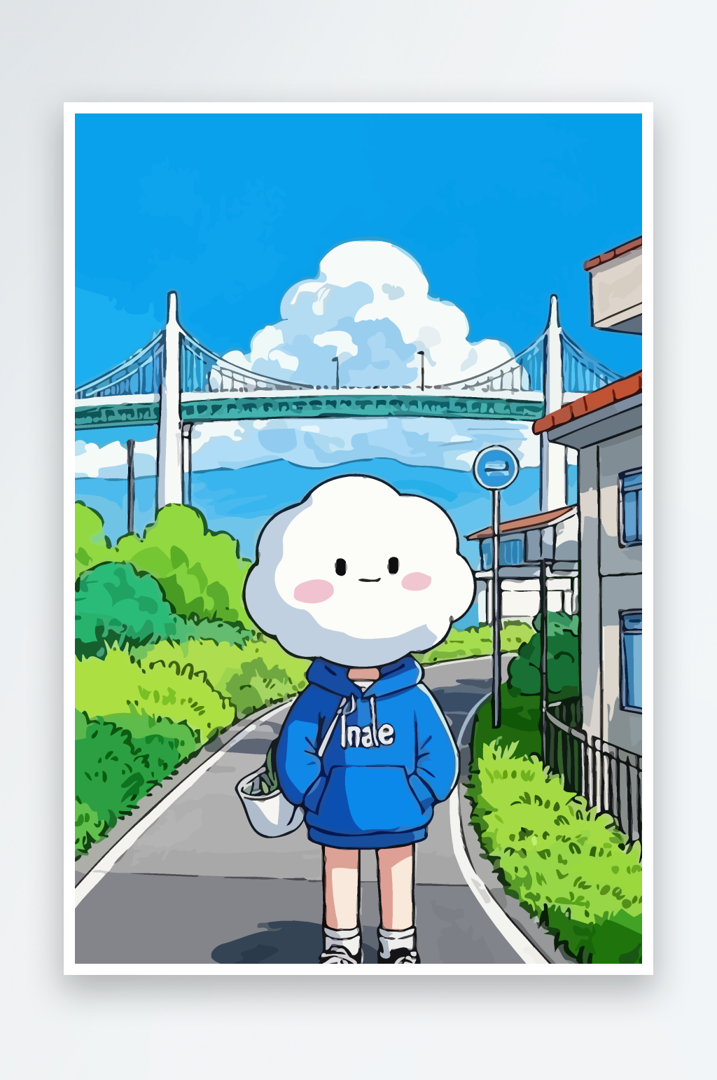 云朵孩童矢量插画素材