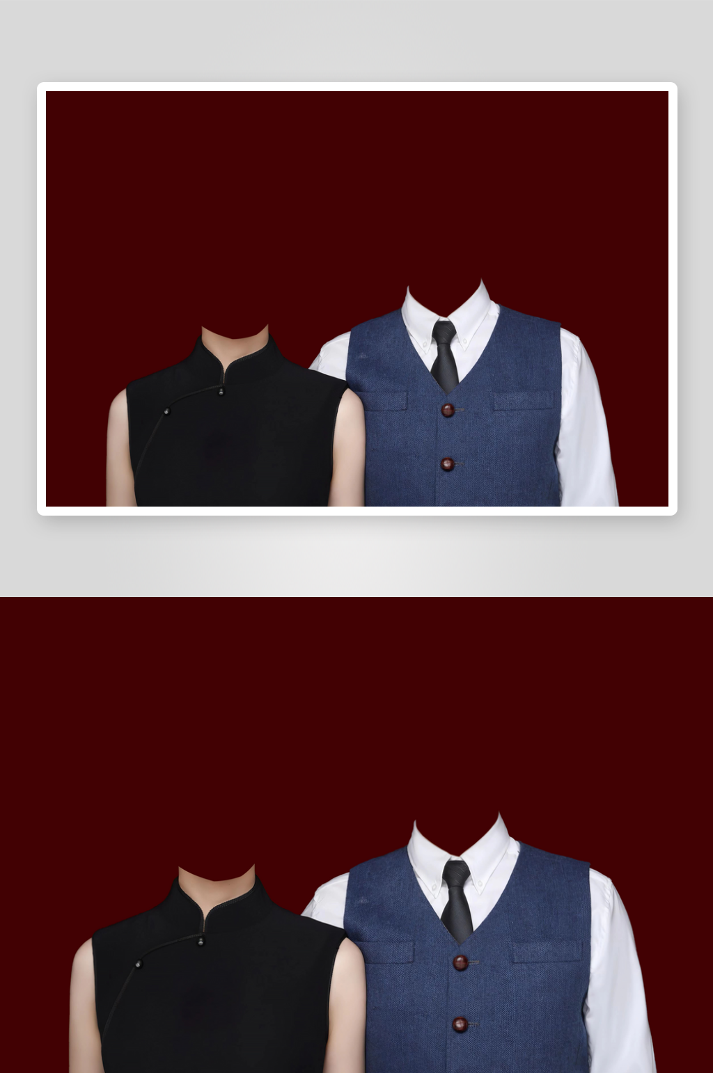 结婚登记照模板换头服装后期修图合成PSD素材