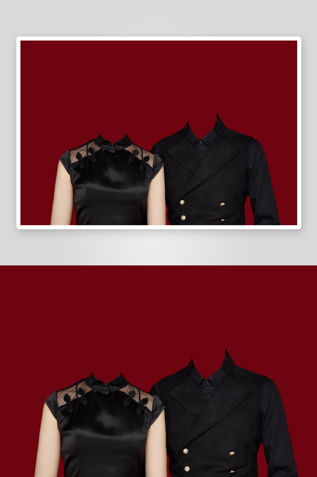结婚登记照模板换头服装后期修图合成PSD素材