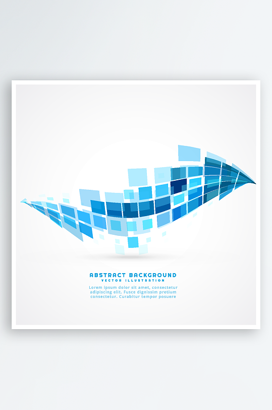 蓝色方块构成的抽象波浪-众图网