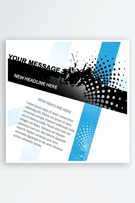 蓝黑几何风商务宣传页设计-众图网