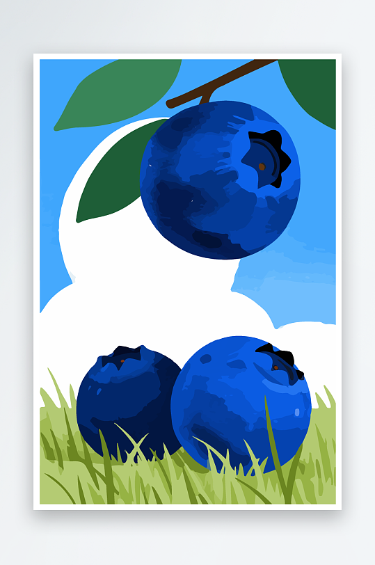 卡通蓝莓水果插画-众图网