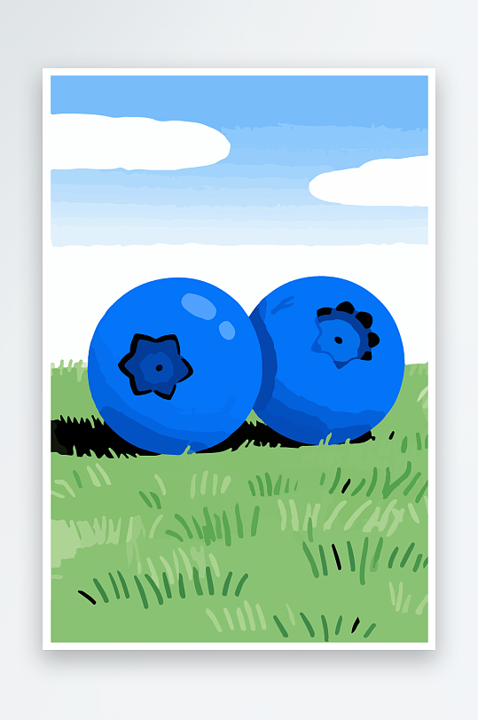 卡通蓝莓水果插画-众图网