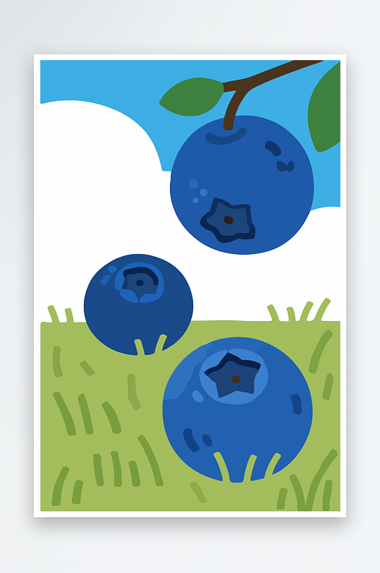 卡通蓝莓水果插画-众图网