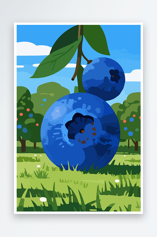 卡通蓝莓水果插画-众图网