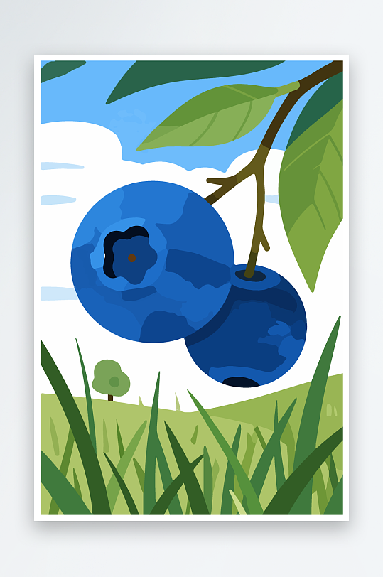 卡通蓝莓水果插画-众图网