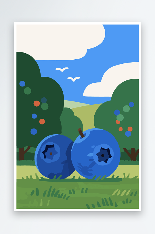 卡通蓝莓水果插画-众图网