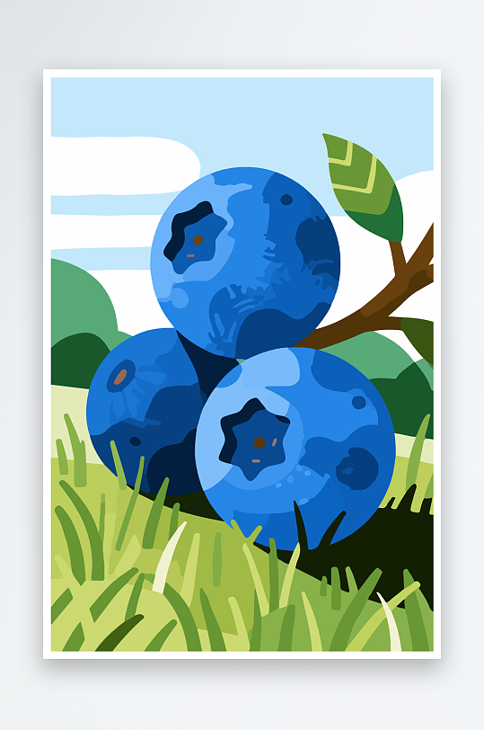 卡通蓝莓水果插画-众图网