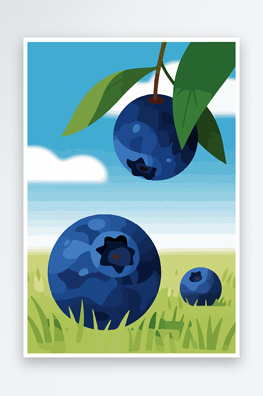 卡通蓝莓水果插画-众图网