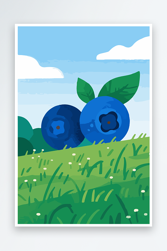 卡通蓝莓水果插画-众图网