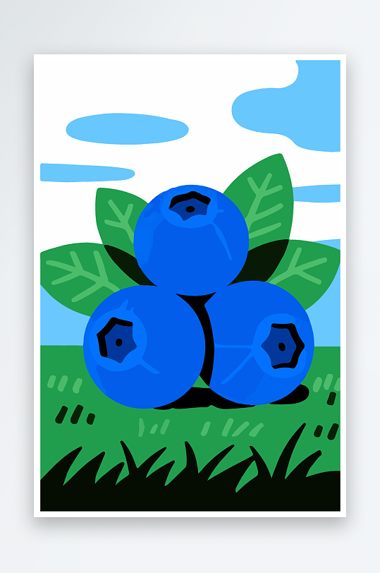 卡通蓝莓水果插画-众图网