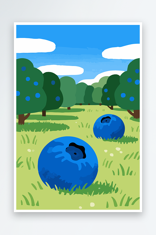 卡通蓝莓水果插画-众图网