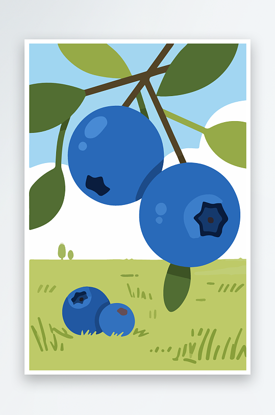 卡通蓝莓水果插画-众图网